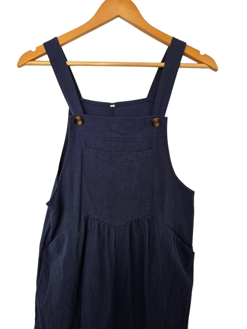Navy Blue Wide Leg Overalls | Adjustable Strap Jumpsuit | Size Small - Picture 3 of 7